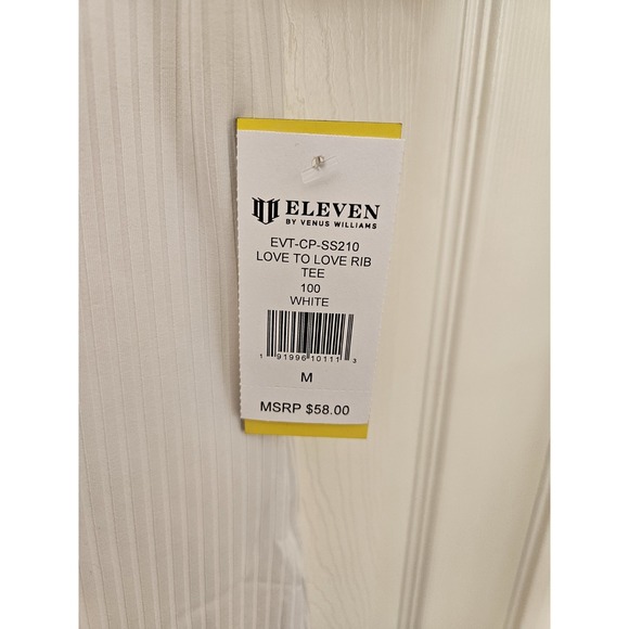 NWT ELEVEN By Venus Williams Love to Love Rib Tee "White", Size Medium, MSRP $58 - Picture 4 of 7